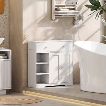 Armario De Baño De Melamina Mdf Homcom 80x30x80,2 Cm - Blanco