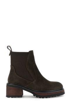 botines chelsea de ante con suela track dark brown 35