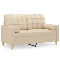 sofa de 2 plazas  sofa de salon  sofa de descanso con cojines tela color crema 120 cm