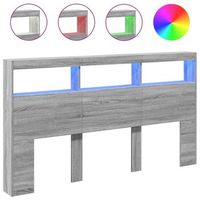 cabecero de cama  panel de cabecera con luz led gris sonoma 180x17x102 cm