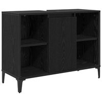 mueble de lavabo con estante roble negro 80 x 33 x 60 cm vidaxl