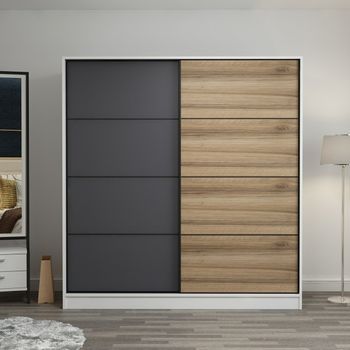 Armario Kale-7152 Antracita Blanco 220x210x52 Cm