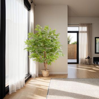 Árbol de ficus artificial, textura realista y gran volumen, 120 cm