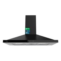 cecotec campana extractora piramidal 90 cm bolero flux pt 904400 black a cristal frontal en negro succion 4495 mh