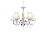 luxpro lampara de arana de cristal - blanca - e14 - lampara de techo moderna - 5 brazos cromo