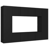 set de muebles de salon tv 8 piezas madera ingenieria negro vidaxl