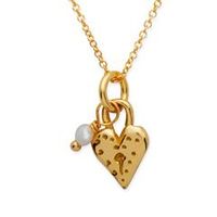 cadena de plata 925 chapado en oro colgante corazon perla