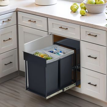 Papelera de cocina extraíble 2 x 20 l de acero de color gris