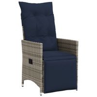 silla de jardin reclinable con cojines de ratan sintetico gris cfw811124