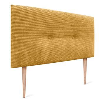 Dhome Cabecero De Pana Liso Con Botones 90x105 Con Patas Camas 80/90 - Mostaza