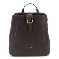 mochila efecto piel con asa metalica dark brown