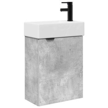 Módulo De Baño Con Grifería Gris Hormigón 45,5 X 22,5 X 84 Cm Vidaxl