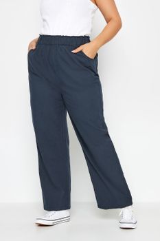 Yours Pantalones Azules Anchos De Algodón Fresco, Mujer Curvy Y Tallas Grandes, Yours