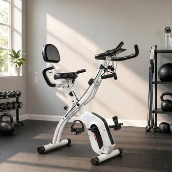 Bicicleta Estática Plegable Sportnow Acero, 105x53,5x109 Cm, Blanco