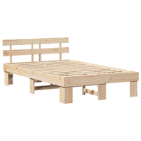 cama matrimonial  cama doble  estructura de cama con cabecera 120x200 cm madera solida de pino cfw67382