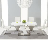 palma 160cm white high gloss dining table with hampstead z chairs