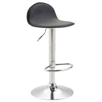 taburete de bar con reposapies de diseno moderno en sintetico negro y metal cromado 100001018