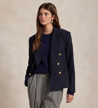 Polo Ralph Lauren para mujer. 211952571003 Americana cropped cruzado marino (38), Casual, Lana, Clásico