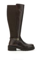 botas de piel con bandas elasticas y cremallera dark brown 36