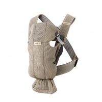 mochila porta bebe mini babybjorn material tejido mesh color greige