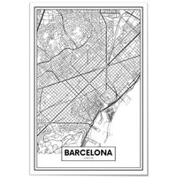 panorama cuadro de aluminio mapa de barcelona 70x100 cm