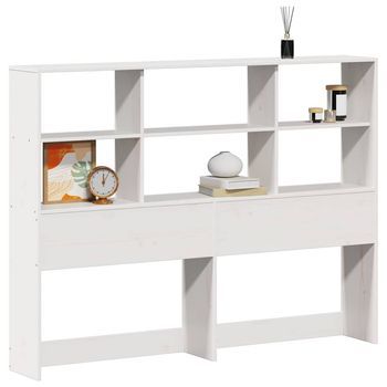 Cabecero De Cama Almacenaje Madera Maciza Pino Blanco 160 Cm