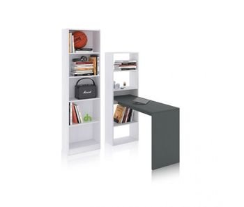 Pack de escritorio y estantería de 5 baldas en blanco artik y gris grafito cosmic plus blanco artik (blanco mate) - gris grafito 120 x 71 x 53 cm