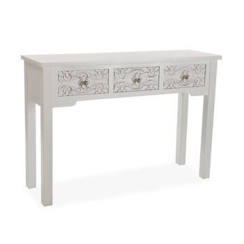 Consola recibidor con 3 cajones en aglomerado efecto madera blanco