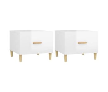 2 uds mesas de centro - mesas bajas - mesas de café madera ingeniería blanco brillo 50x50x40cm