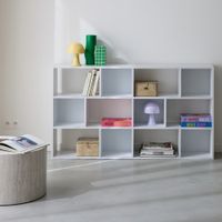 estanteria con 3 baldas y 12 compartimentos blanco
