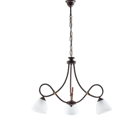 dallas - lampara de arana negra con decoracion oxido y oro antiguo difusores de cristal blanco 3 luces