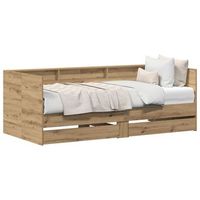 cama de dia roble artisan 90 x 200 cm madera de ingenieria vidaxl