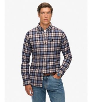 Superdry para hombre. M4011047A Camisa Lumberjack de cuadros azul y rojo (XXL), Casual, Algodón, Manga larga