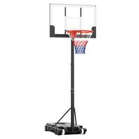 costway 100-212 cm canasta de baloncesto para ninos portatil con tablero de pc inastillable base rellenable y ruedas blanco y negro