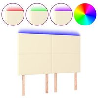 cabecero con luces led cuero sintetico crema 144x5x118128 cm vidaxl
