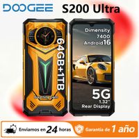 telefono resistente doogee s200 ultra 5g dimensity 7400 64gb ram 1252 1tb rom pantalla de 672 y 120hz bateria de 11000mah 66w nfc android 16