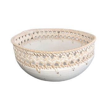 Bol de madera con detalles de ratán D26 cm