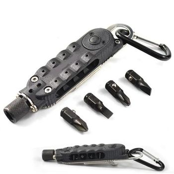 Mini destornillador multifuncional para exteriores, destornilladores con forma de llavero EDC, herramienta de reparación de acero portátil