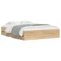 cama con cajones madera ingenieria roble sonoma 140x190 cm vidaxl