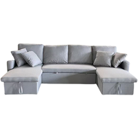 sofa panoramico cama de 4 plazas de tela con baul - gris claro mahe