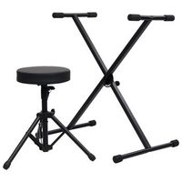 set de soporte para teclado y taburete negro vidaxl