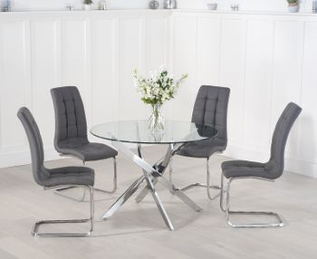 Denver 120cm Glass Dining Table with Lorin Chairs - Grey, 4 Chairs