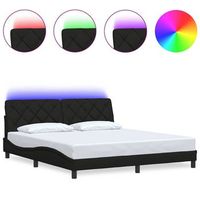 estructura de cama con led sin colchon tela negro 180x200 cm