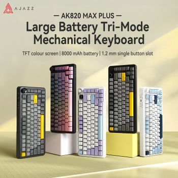 Teclado Inalámbrico para Juegos AJAZZ AK820 MAX PLUS Tri-Modo, BT5.1/2.4G/USB-C, Gasket y Hot-Swap Completo, Ritmo Musical RGB, Interruptores Flying Fish/Daydream/Maillard/Avocado