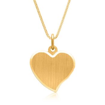 14 quilates cadena de oro con colgante de corazón grabable