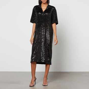 In the Mood for Love Sequinned Mesh Midi Dress - S