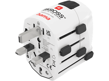 Adaptador de viaje - Hama 00223471, Universal, 3 Clavijas, 1750 W, 100 V-250 V, Blanco