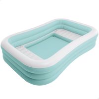 intex - piscina hinchable infantil color azul y blanco medidas de 264x165x56 cm suelo y asientos hinchables capacidad para 780 litros agua 2 camaras de aire 1 parche reparacion piscinas
