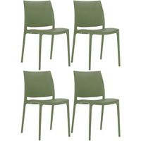 set de 4 sillas apilables maya plastico oliva 50x44x81 cm clp