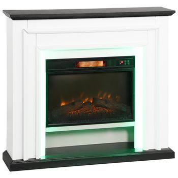 HOMCOM Chimenea eléctrica 1800W, chimenea decorativa falsa luces LED RGB, efecto llama, repisa, 105 x 27 x 97 cm, negro
